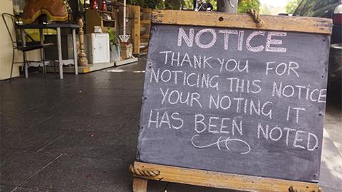 Image of a thank you for noticing sign.